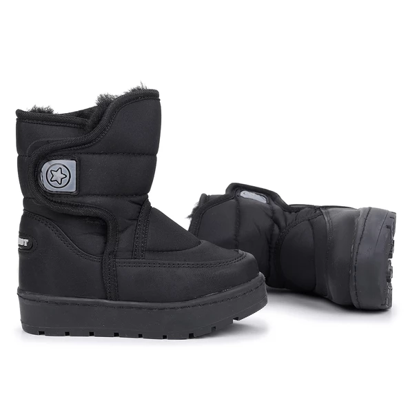 Kiko Kids Lp 70 Cırtlı Erkek/Kız Bebe Kar Bot Ayakkabı Siyah - 1