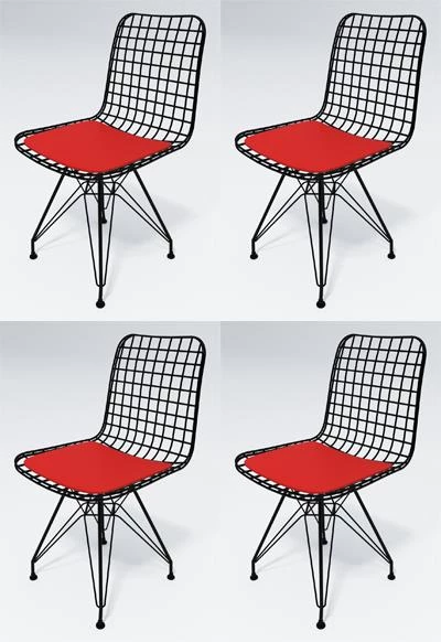 Knsz kafes tel sandalyesi 4 lü mazlum syhkrm ofis cafe bahçe mutfak ürün görseli 1