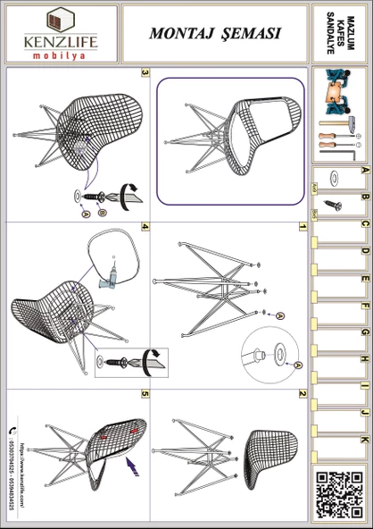 Knsz kafes tel sandalyesi 4 lü mazlum syhbyz sırt minderli ofis cafe bahçe mutfak - Resim 3