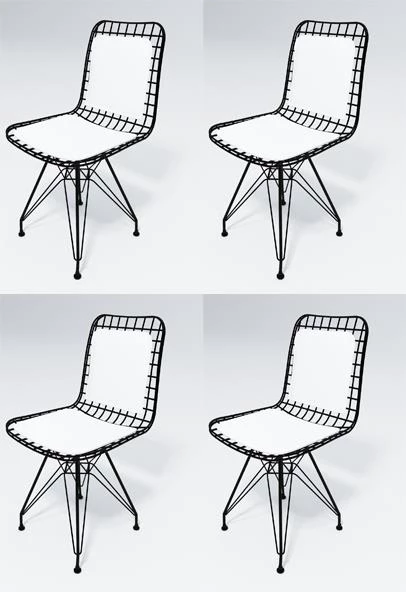 Knsz kafes tel sandalyesi 4 lü mazlum syhbyz sırt minderli ofis cafe bahçe mutfak ürün görseli 1