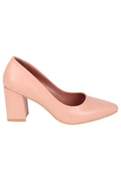 Pudra Stiletto Kalın Topuklu Ayakkabı - Erkly - Resim 2