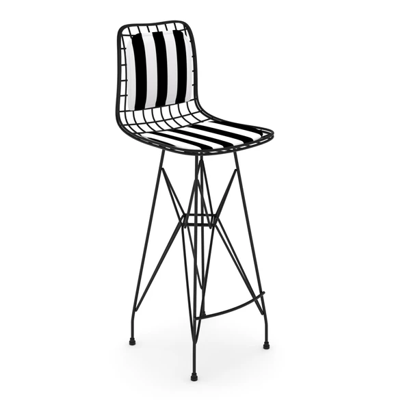 Knsz kafes tel bar sandalyesi 1 li zengin syhtuan sırt minderli 75 cm oturma yüksekliği ofis cafe bahçe mutfak - Resim 3