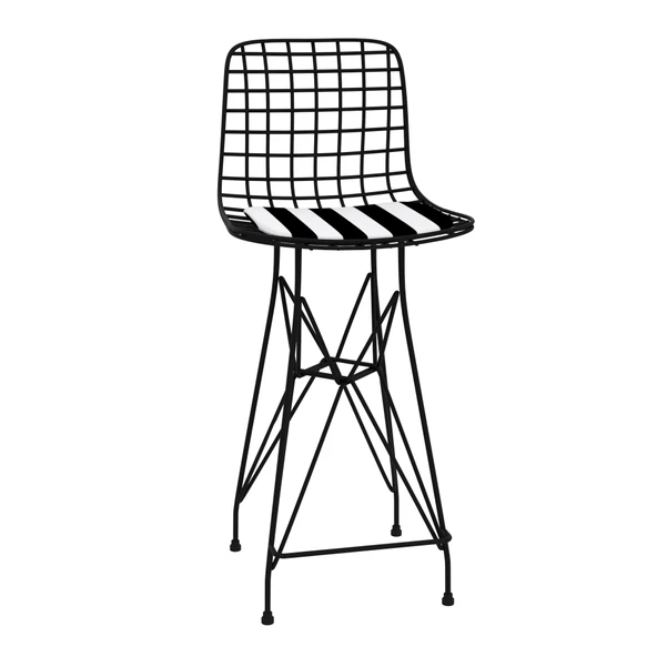 Knsz orta boy tel bar sandalyesi 1 li mağrur syhtuan 65 cm oturma yüksekliği mutfak bahçe cafe ofis - Resim 2