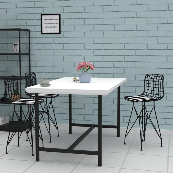 Knsz ufak boy tel bar sandalyesi 1 li uslu syhtuan 55 cm oturma yüksekliği mutfak bahçe cafe ofis - Resim 3