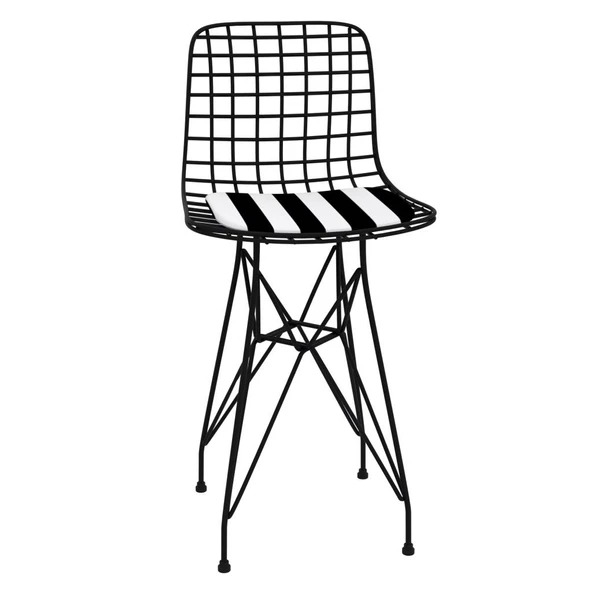 Knsz ufak boy tel bar sandalyesi 1 li uslu syhtuan 55 cm oturma yüksekliği mutfak bahçe cafe ofis - Resim 2