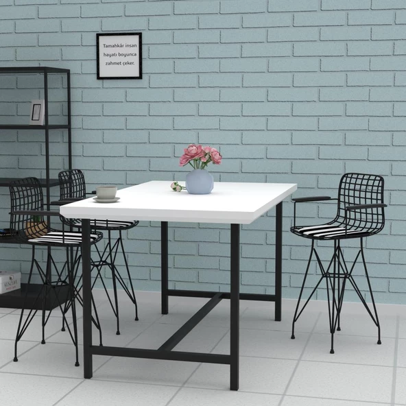 Knsz ufak boy tel bar sandalyesi 1 li uslu syhtuan kolçaklı 55 cm oturma yüksekliği mutfak bahçe cafe ofis - Resim 3