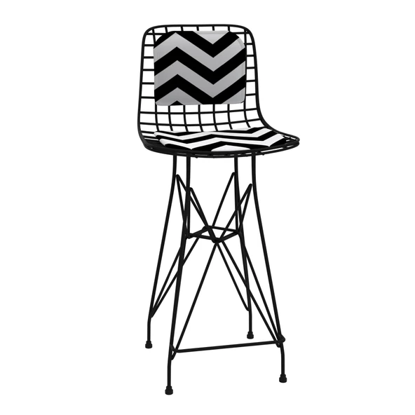 Knsz orta boy tel bar sandalyesi 1 li mağrur syhaldo sırt minderli 65 cm oturma yüksekliği mutfak bahçe cafe ofis - Resim 2