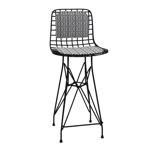 Knsz orta boy tel bar sandalyesi 1 li mağrur syhtalen sırt minderli 65 cm oturma yüksekliği mutfak bahçe cafe ofis - Resim 2