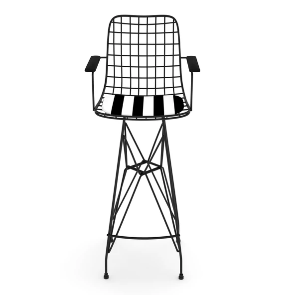 Knsz kafes tel bar sandalyesi 1 li zengin syhtuan kolçaklı 75 cm oturma yüksekliği ofis cafe bahçe mutfak - Resim 2