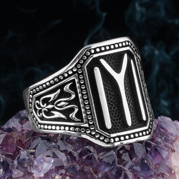 Kayı Boyu Tasarımlı 925 Ayar Gümüş Erkek Yüzük ürün görseli