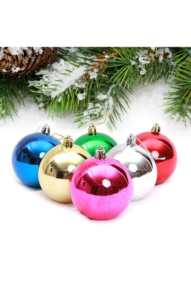 Yılbaşı Çam Ağacı Süsü Rengarenk Top 6 cm 6'lı - 2