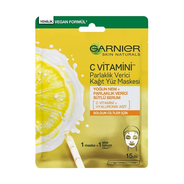 GARNİER C VİTAMİNİ PARLAKLIK VER KAĞIT MASKE 28 G