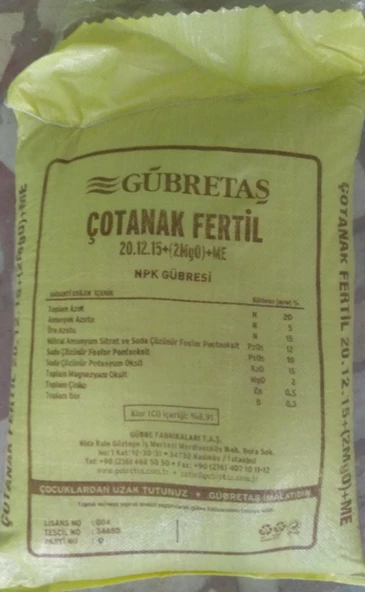 25 Kg Çotanak Fertil Gübre 20.12.15 2(MgO) B Zn Gübretaş - 2