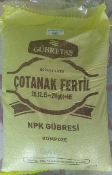25 Kg Çotanak Fertil Gübre 20.12.15 2(MgO) B Zn Gübretaş