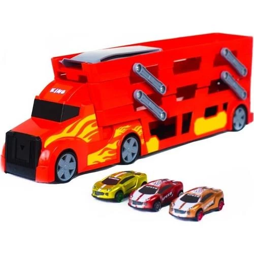 King Toys 3 Katlı Sürat Pistli Tır 3 Arabalı Çocuklar İçin Garaj Otopark Yarış Pisti Eğitici Oyun Seti