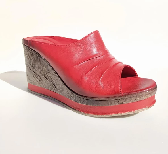 VENÜS 2015702  DOLGU TOPUK PLATFORM DERİ KADIN TERLİK - 2