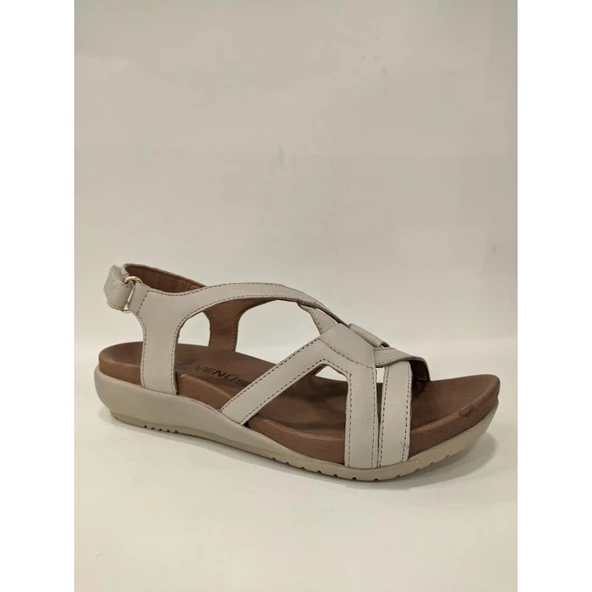 VENÜS 206Y KADIN DÜZ TABAN DERİ ORTOPEDİK SANDALET - 10