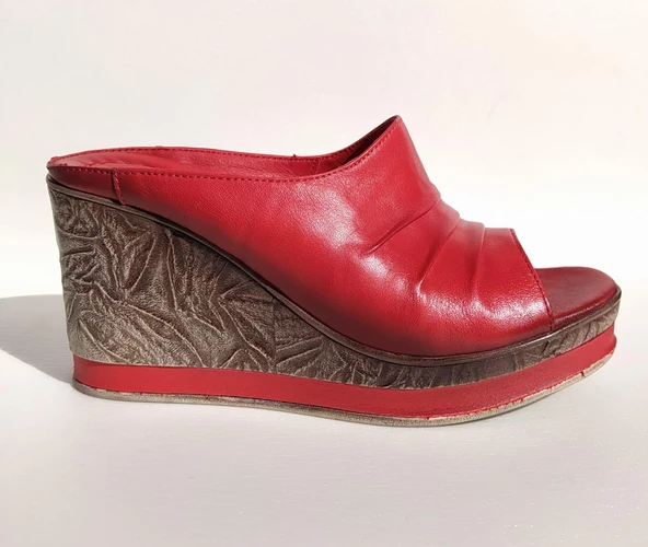 VENÜS 2015702  DOLGU TOPUK PLATFORM DERİ KADIN TERLİK - 9