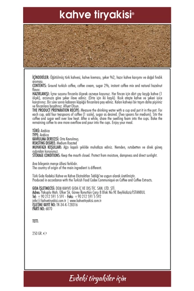 Kahve Tiryakisi Fındıklı Türk Kahvesi 250 gr Teneke - 3