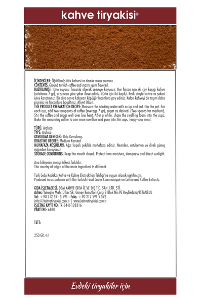 Kahve Tiryakisi Damla Sakızlı Türk Kahvesi 250 gr Teneke - 3
