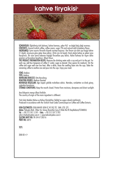 Kahve Tiryakisi Dağ Çilekli Türk Kahvesi 250 gr Teneke - 4