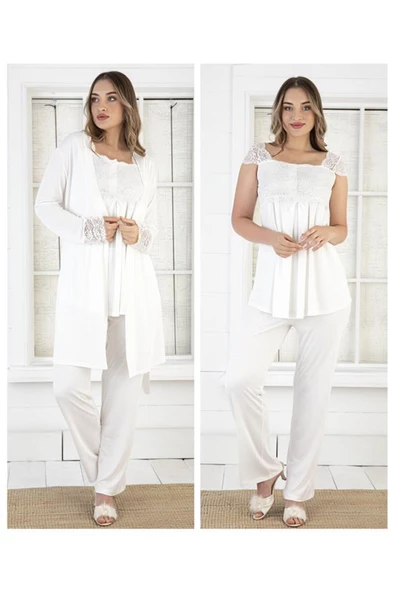 Duchesse 32001 Hamile Lohusa 3 Lü Pijama Sabahlık Tk - 4