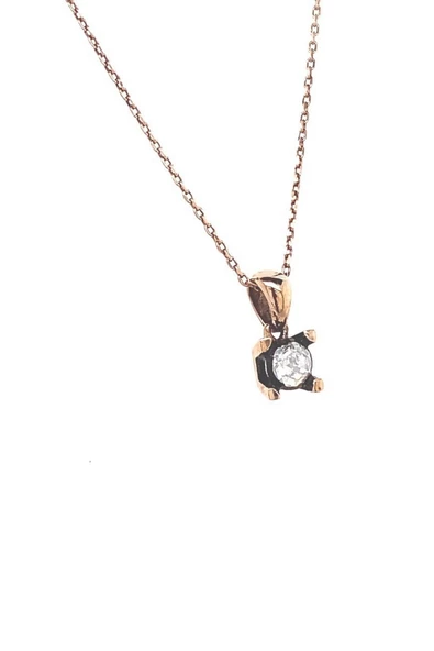 8 Ayar Altın 0.20 Ct Elmas Tektaş Kadın Kolye - 3