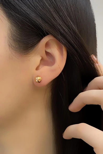 14 Ayar Altın Sarı Top Küpe Bayan