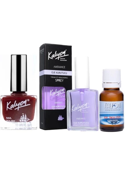 Kalyon Oje 308 + Oje Kurutucu Sprey 17 Ml + Oje Çözücü