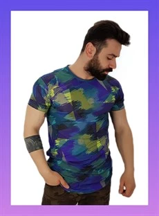 Erkek Prizma Desen T-Shirt - 1