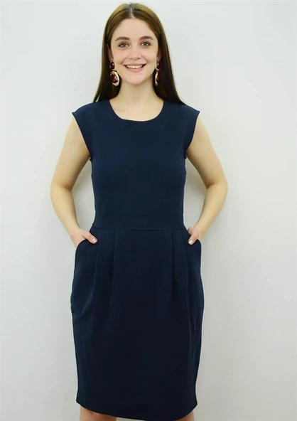 Lacivert Yazlık Elbise - 4