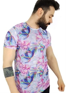 Boyu Uzun Erkek Desenli T-Shirt - 2