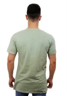 Boyu Uzun Açık Yeşil Önü Baskılı T-Shirt - 3