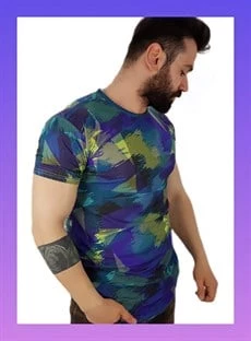 Erkek Prizma Desen T-Shirt - 4