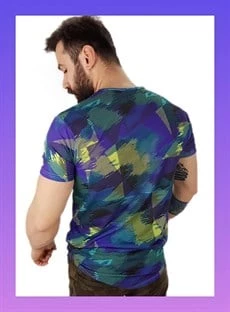 Erkek Prizma Desen T-Shirt - 3