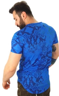 Erkek Mavi Peti Desen T-Shirt - 3