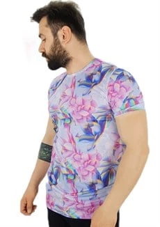 Boyu Uzun Erkek Desenli T-Shirt - 3