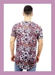 Mor Çiçek Desenli T-Shirt - 3