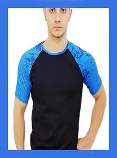 Omuz Mavi Detaylı Siyah T-Shirt - Resim 3