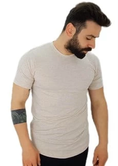 Erkek Düz Krem Renk T-Shirt ürün görseli