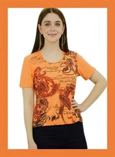 Yazı Detaylı Turuncu T-Shirt - 3
