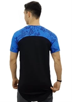 Mavi Omuz Desenli Tişört Siyah - 4