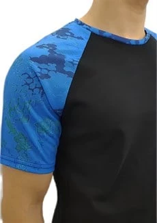 Mavi Omuz Desenli Tişört Siyah - 3