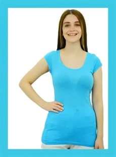 Mavi Krep T-Shirt - Resim 3