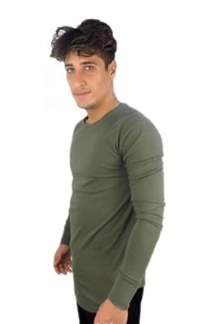 Erkek Uzun Kollu T-shirt Haki - 2