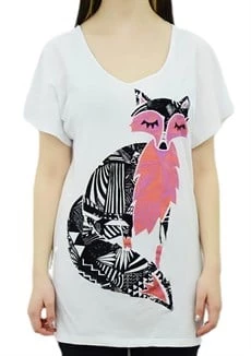 Tilki Baskılı Pembe T-Shirt - Resim 3