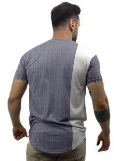 Lacivert Çizgili Beyaz Şeritli T-shirt 10115 - 4