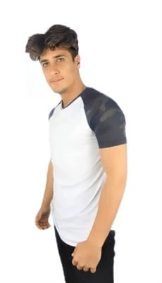 Omuz Kamuflaj Desenli T-shirt Beyaz - 2