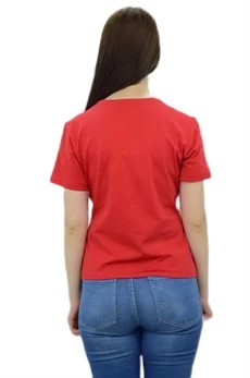 Kurdele Taşlı Kırmızı T-Shirt - 4