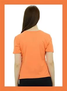 Yazı Detaylı Turuncu T-Shirt - 4